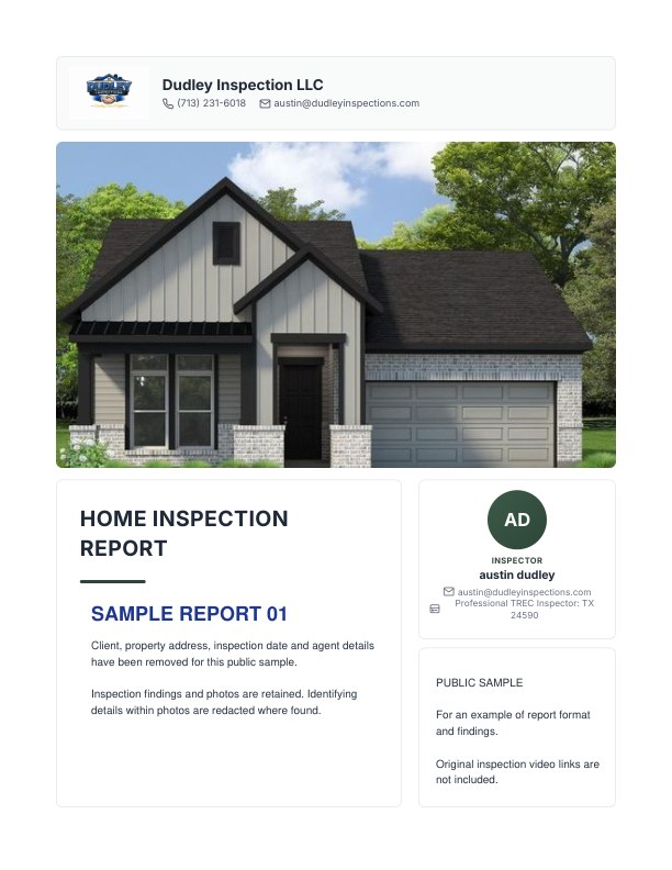 Preview of Dudley Inspections sample report 1
