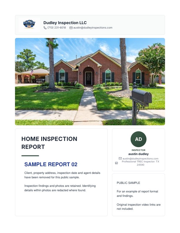 Preview of Dudley Inspections sample report 2
